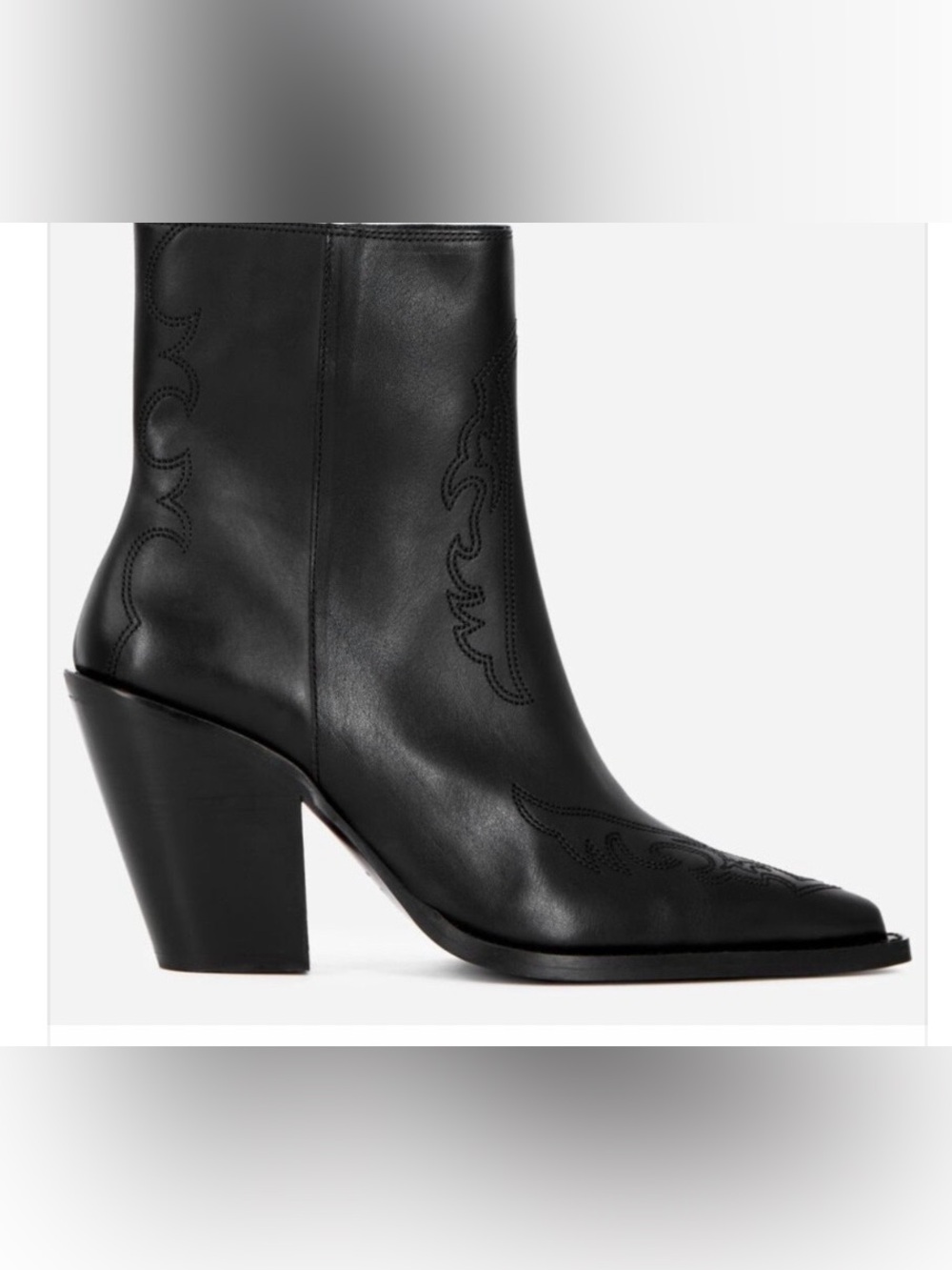 The Kooples Western Leather Heeled Side Zip Ankle Boot NIB Sz FR 37 $475 US 6
